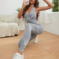 Women's Tracksuits Backless Yoga Set Sleeveless Sports Jumpsuit One Piece Yoga Set for Fitness Gym Workout Clothes Active Wear Alpha C Apparel Jumpsuit Light gray / XS