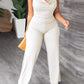 V-Pile Tie - Up Backless Casual Wide-Leg Jumpsuit
 HWUBKQ2MHQ Jumpsuits Alpha C Apparel L / L415 White