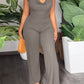 V-Pile Tie - Up Backless Casual Wide-Leg Jumpsuit
 HWUBKQ2MHQ Jumpsuits Alpha C Apparel M / L415 Grey