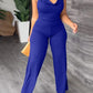 V-Pile Tie - Up Backless Casual Wide-Leg Jumpsuit
 HWUBKQ2MHQ Jumpsuits Alpha C Apparel M / L415 Royal Blue