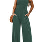 Blackish Green Sleeveless High Waist Wide Leg Jumpsuit Jumpsuits & Rompers Alpha C Apparel