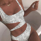 New solid bikini European and American sexy bikini women's chest strap integrated swimsuit Alpha C Apparel L / 3