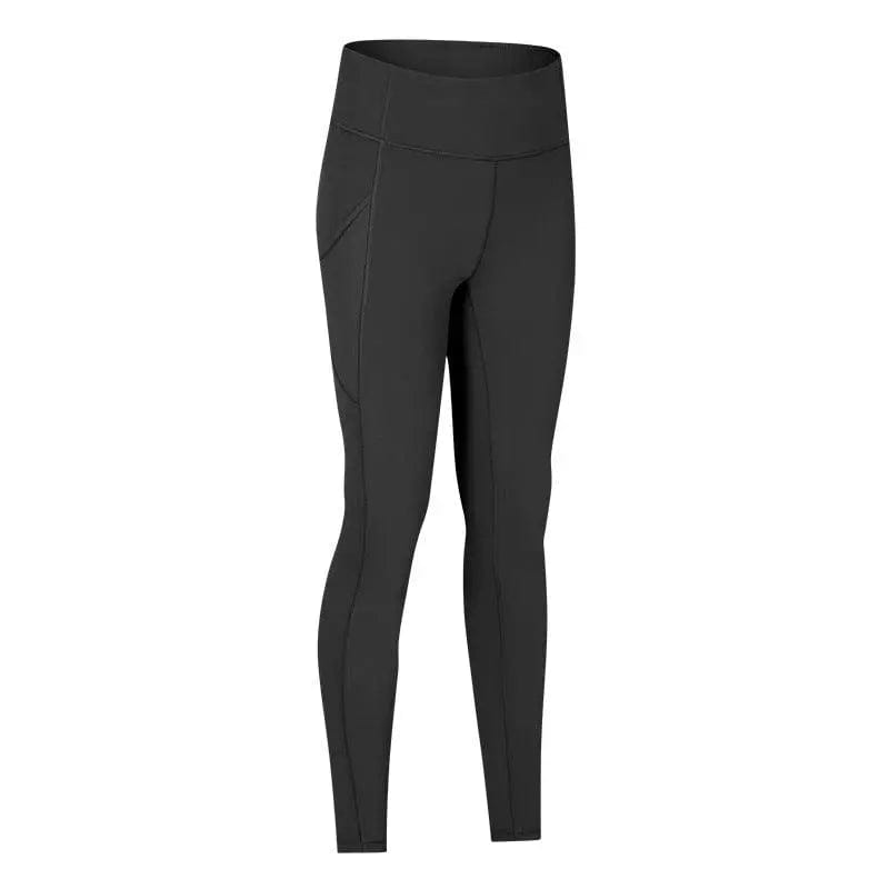 Luluyun High Waist Out Pocket Yoga Pants Tummy Control Workout Running 4 Way Stretch Yoga Leggings Alpha C Apparel L / Black