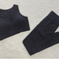 Women Ribbed Bra Crop Tank High Waist Yoga Leggings Sets Alpha C Apparel L / Black