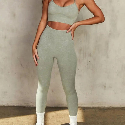 Women sports under cut top gym hip tights fitness  sportswear Yoga suit Alpha C Apparel L / Green