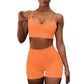 TOB strap back sports bra 2022 gym sets high waisted shorts and sports bras set yoga pants workout set women AM628 Alpha C Apparel L / Orange