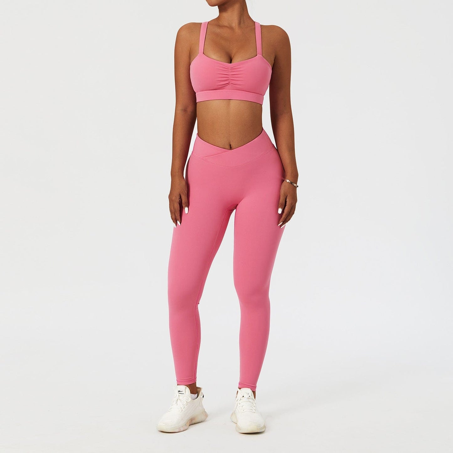 Women 2 Piece Quick Dry Jogging Training Wear Breathable Gym Fitness Sets Alpha C Apparel L / Pink style 1
