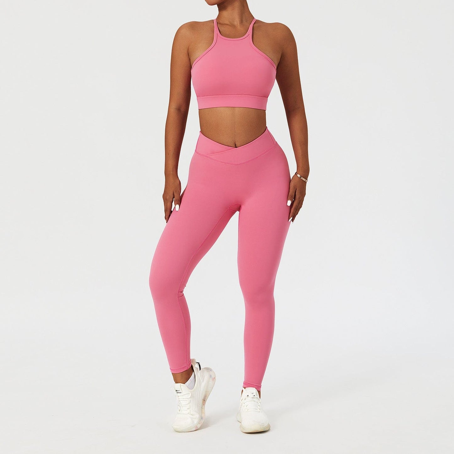 Women 2 Piece Quick Dry Jogging Training Wear Breathable Gym Fitness Sets Alpha C Apparel L / Pink style 3