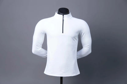 High Quality Active Wear Quarter Zip Running Men's T-shirts Alpha C Apparel L / White