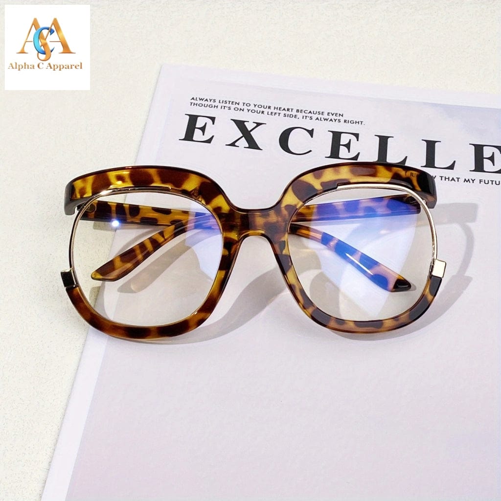 Alpha C Apparel Fashionable Clear Lens Glasses for Men & Women - Owl Frame Alpha C Apparel Leopard