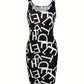 Letter Print Scoop Neck Dress, Y2K Sleeveless Bodycon Tank Dress, Women's Clothing Alpha C Apparel