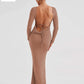 Stunning Alpha C Lace-up Dress for Women - Elegant & Chic long dress Alpha C Apparel S / Nude