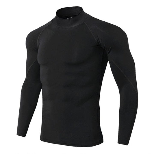 Alpha C Apparel Men Bodybuilding Sport T-shirt Quick Dry Long Sleeve Compression Long sleeve shirts Alpha C Apparel BlackBlack Line / S