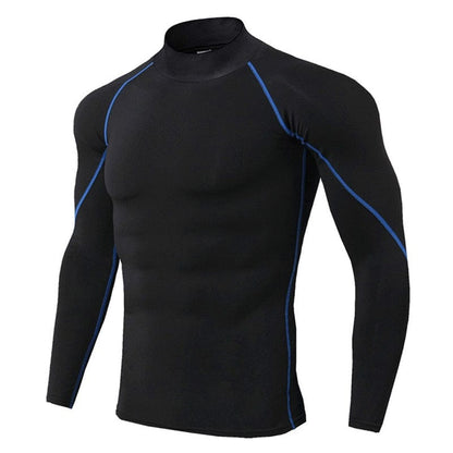 Alpha C Apparel Men Bodybuilding Sport T-shirt Quick Dry Long Sleeve Compression Long sleeve shirts Alpha C Apparel BlackBlue Line / S