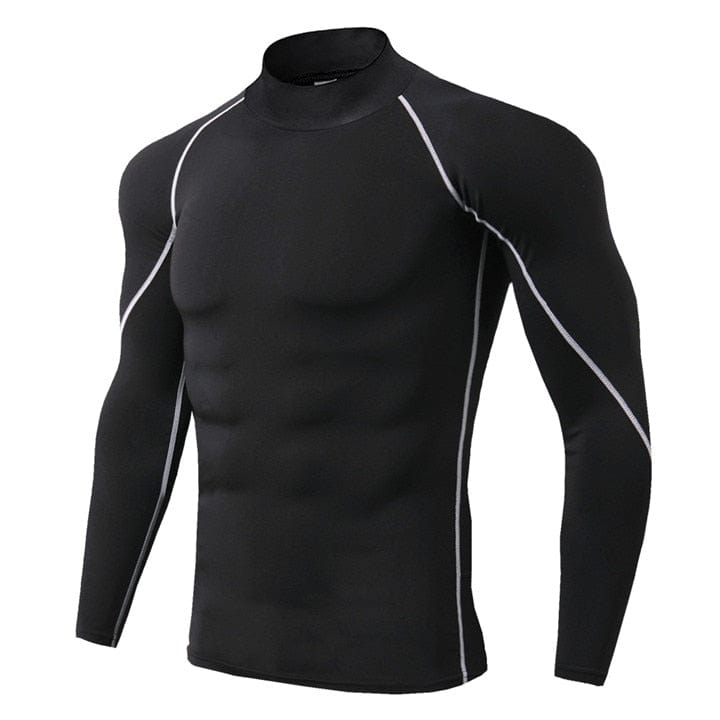 Alpha C Apparel Men Bodybuilding Sport T-shirt Quick Dry Long Sleeve Compression Long sleeve shirts Alpha C Apparel BlackGray Line / S