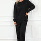 Black Ultra Loose Textured 2pcs Slouchy Outfit Loungewear Alpha C Apparel