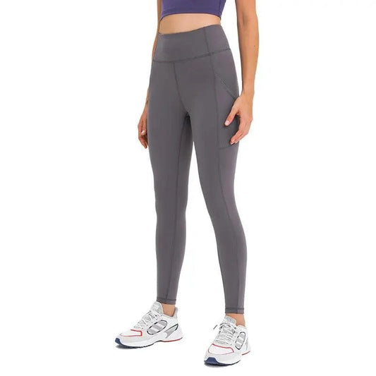 Luluyun High Waist Out Pocket Yoga Pants Tummy Control Workout Running 4 Way Stretch Yoga Leggings Alpha C Apparel M / Grey