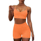 Women High Waist Fitness Gym Wear Workout Suit Sport Bra And Shorts Yoga Set Alpha C Apparel M / Orange