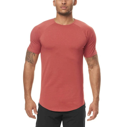 Men's Slim Fit Fitness T shirt Solid Color Gym Clothing Bodybuilding Tight T-shirt Quick Dry Sportswear Training Tee shirt Homme Alpha C Apparel