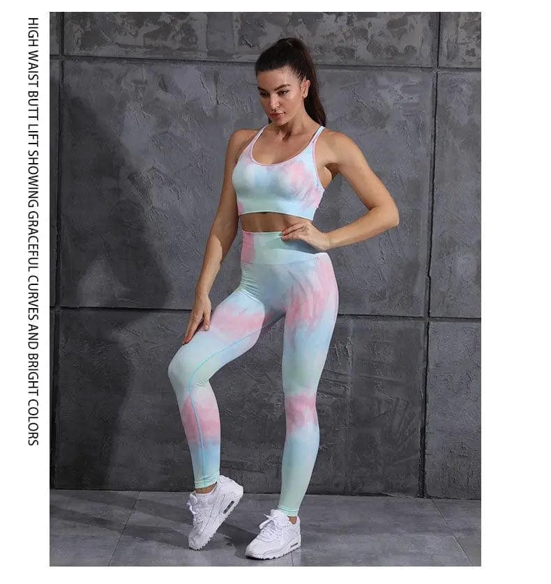 NEW Tie Dye Tracksuit High Waist Leggings Seamless Yoga Suit Womens Gym Clothes Workout Set Sportswear Outfit Fitness Clothing Alpha C Apparel