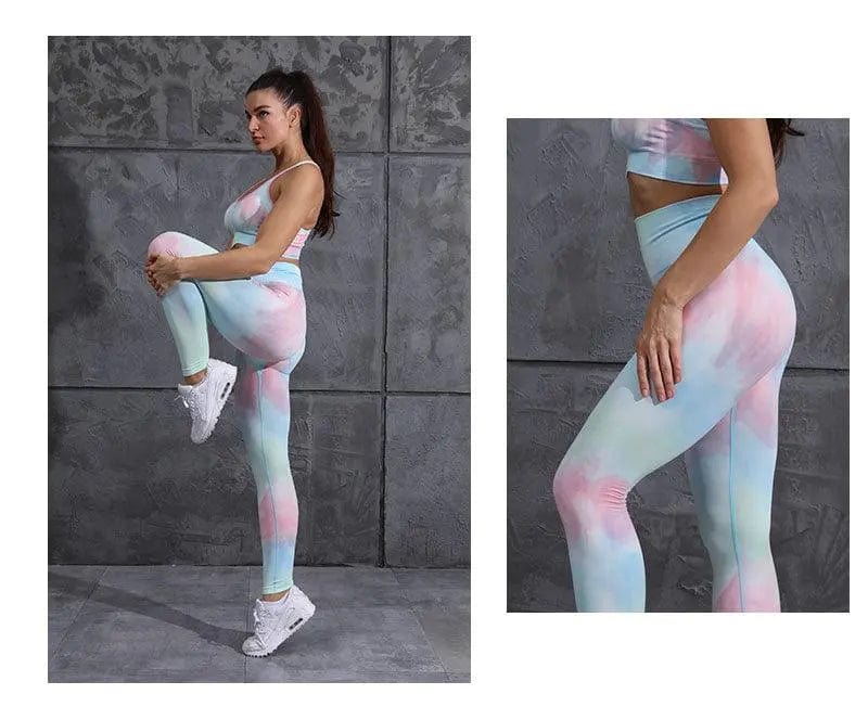 NEW Tie Dye Tracksuit High Waist Leggings Seamless Yoga Suit Womens Gym Clothes Workout Set Sportswear Outfit Fitness Clothing Alpha C Apparel