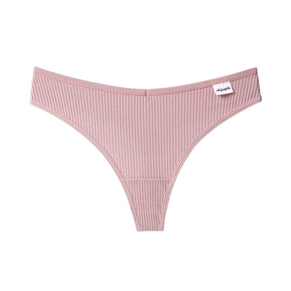 G-string Panties Cotton Women's Underwear Comfortable Casual T back Female Solid Color Low Waist Thong Alpha C Apparel pink / M / 1pc
