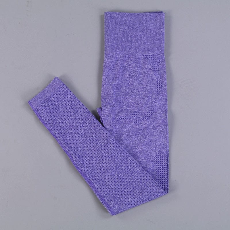 Alpha C Apparel Women 2 Piece Long Sleeve Gym Crop Top High Waist Leggings Alpha C Apparel purple leggings / S