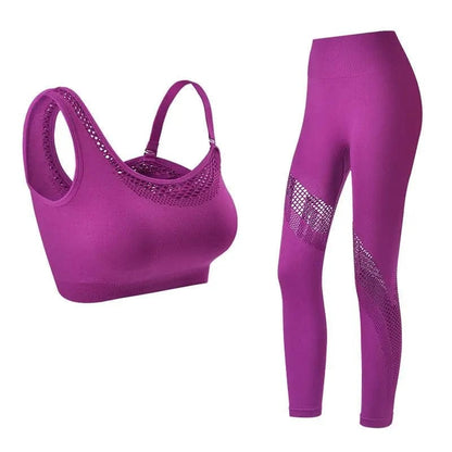 Women 2 Piece Seamless. Gym Fitness Yoga Set Alpha C Apparel purple / S
