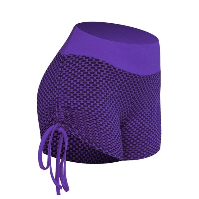 CHRLEISURE Women Grid Tights Yoga Pants Women Seamless High Waist Leggings Breathable Gym Fitness Push Up Clothing Yoga Pant Alpha C Apparel Purple  Shorts / S