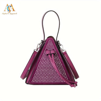 Elegant Rhinestone Triangle Bag purse Alpha C Apparel Purple