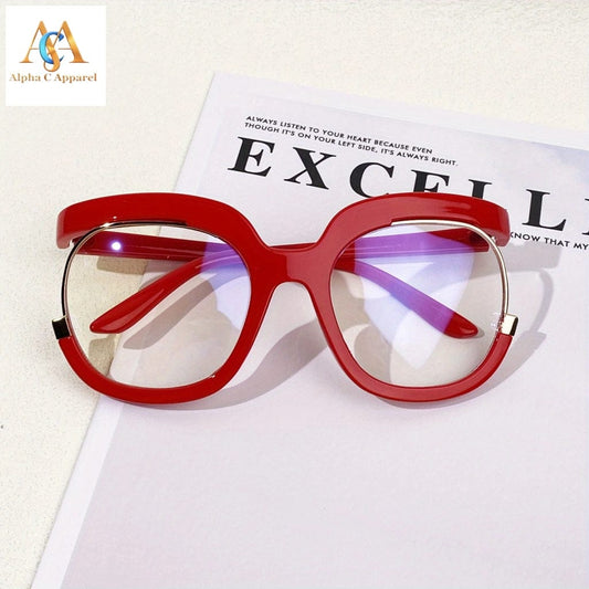 Alpha C Apparel Fashionable Clear Lens Glasses for Men & Women - Owl Frame Alpha C Apparel Red
