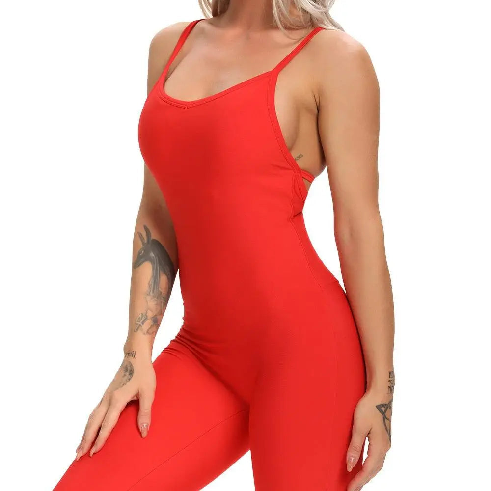 Alpha C Women’s Halter Backless Sleeveless Long Jumpsuits Alpha C Apparel Red / L / United States