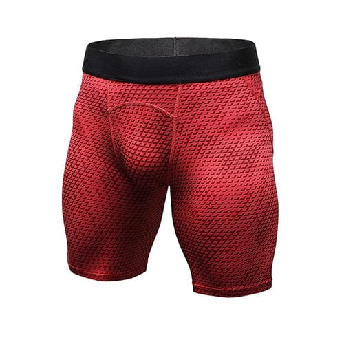 Men Quick Dry Gym Sport Compression Legging Crossfit Shorts Football Trousers Alpha C Apparel Red / S