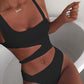 New solid bikini European and American sexy bikini women's chest strap integrated swimsuit Alpha C Apparel S / 2