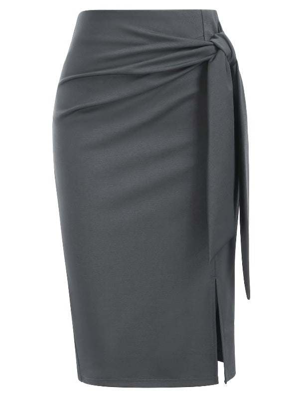 Alpha C Apparel Women Flattering High Waist Bodycon Elegant Pencil Skirt Alpha C Apparel S(4) / grey