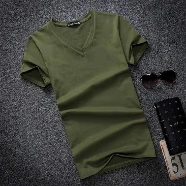 Men Casual V Neck Basic Slim Style T-shirt Alpha C Apparel S / Army Green