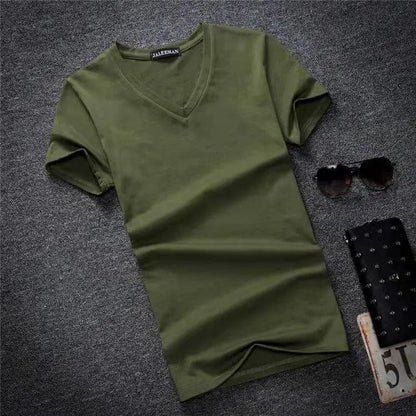Men Casual V Neck Basic Slim Style T-shirt Alpha C Apparel S / Army Green