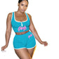 Summer pink 2 piece workout set women stretchy crop top Alpha C Apparel S / Blue
