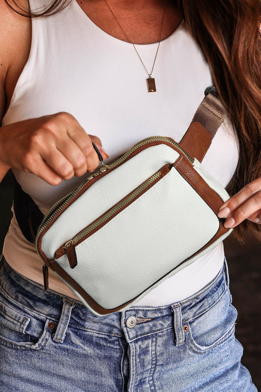White Adjustable Strap Mini PU Leather Crossbody Bag Shoes & Bags Alpha C Apparel White / ONE SIZE / 100%PU