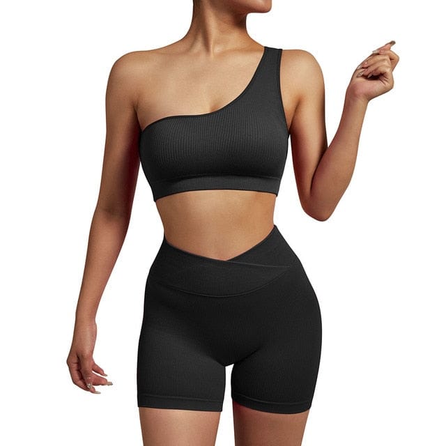 Sport Outfit Sports Sets Fitness Suit for Gym Wear Workout Clothes Gym Clothing Sportswear Sport Outfit Seamless Yoga Set Alpha C Apparel SSWD003BK / S