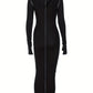 Stitching Hooded Dress, Casual Long Sleeve Maxi Dress, Women's Clothing Alpha C Apparel