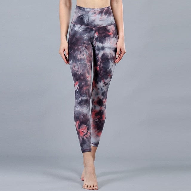 Lu-u Tie Dyed Yoga Pants With Standard Fitness Pants, Elastic Fast Brying Exercise Pants, Slim Running High Waist Hip Lifting Alpha C Apparel stone powder / S-2 / China