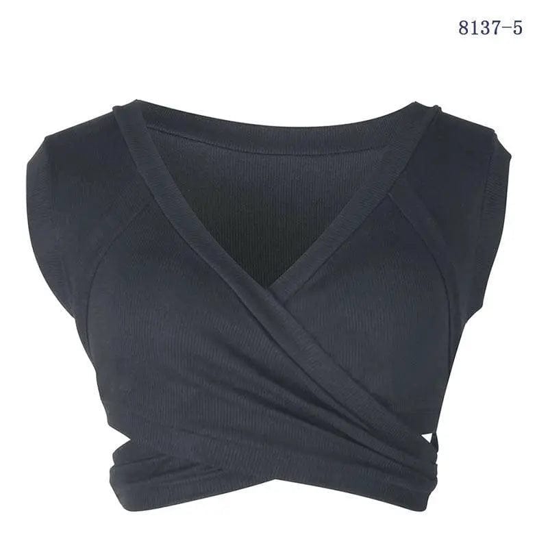 Summer casual nightclub women's sleeveless straps cropped navel short vest bottoming top suspenders crop tank tops Alpha C Apparel