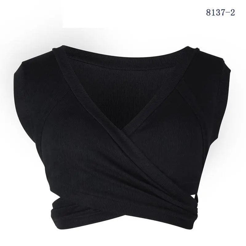 Summer casual nightclub women's sleeveless straps cropped navel short vest bottoming top suspenders crop tank tops Alpha C Apparel