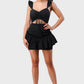 Sweetheart With Drawstring Bow Cutout Ruffled Flutter Sleeves Mini Dress Alpha C Apparel