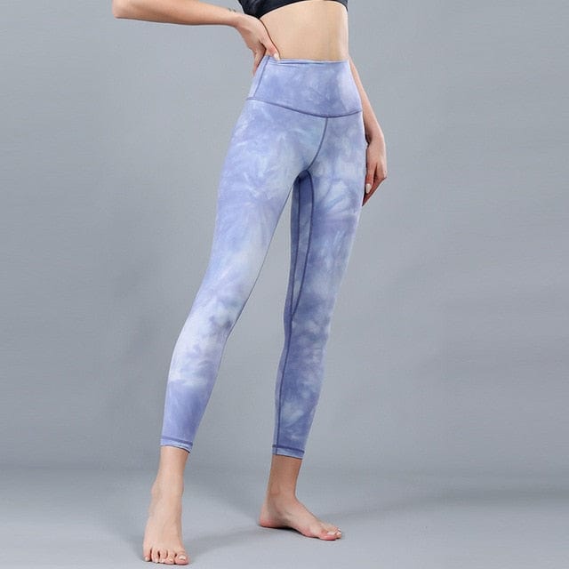 Lu-u Tie Dyed Yoga Pants With Standard Fitness Pants, Elastic Fast Brying Exercise Pants, Slim Running High Waist Hip Lifting Alpha C Apparel tail purple / S-2 / China