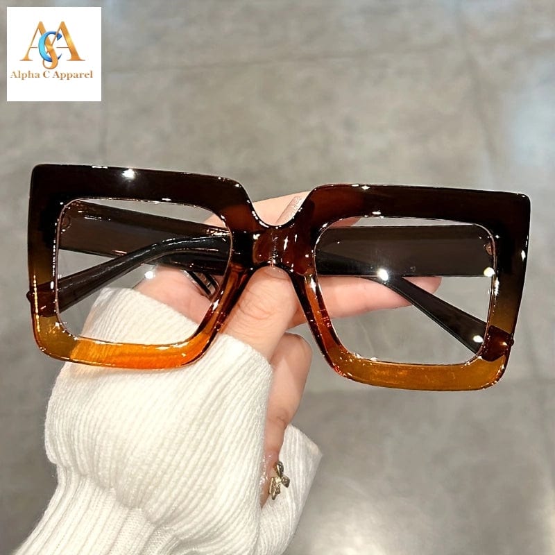 Alpha C Apparel  Color Block Clear Lens Glasses for Women and Men! Alpha C Apparel Tawny Orange