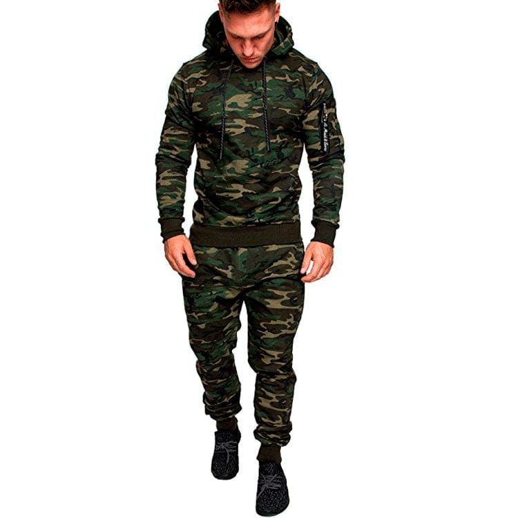 New men's outdoor sports casual camouflage pullover sublimation camouflage set tracksuit Alpha C Apparel camouflage green / M