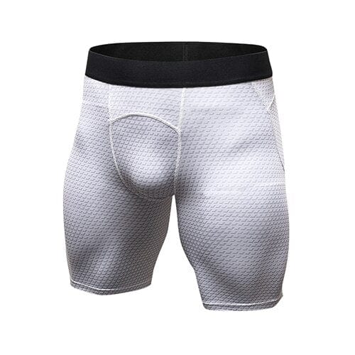Men Quick Dry Gym Sport Compression Legging Crossfit Shorts Football Trousers Alpha C Apparel White / S