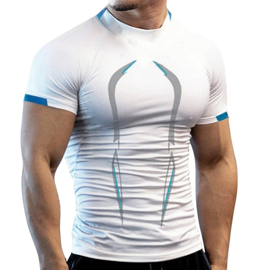 Men Summer Sport Running Workout T Shirts Alpha C Apparel white / S